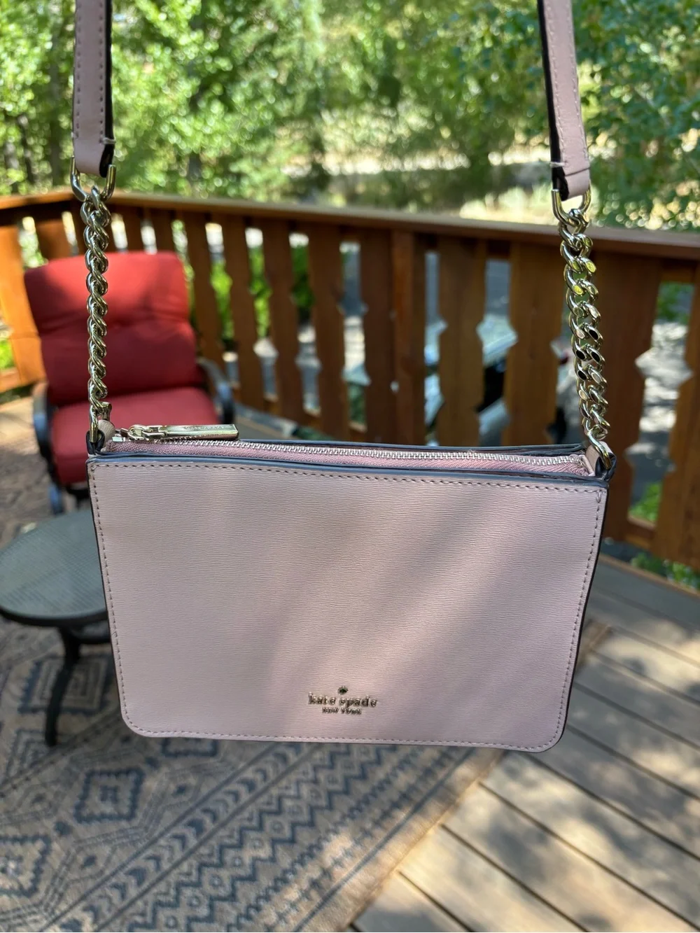 kate spade Blush Pink Saffiano Crossbody with Chain Strap